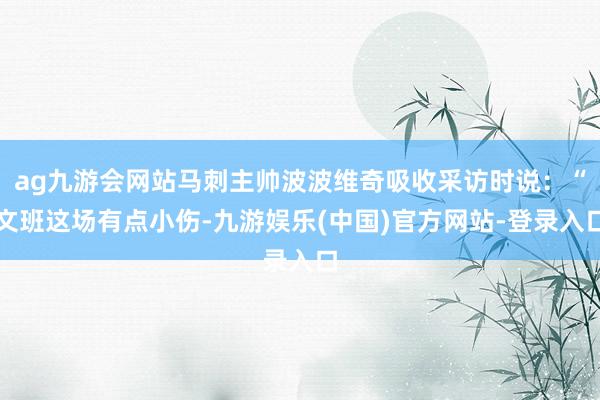 ag九游会网站马刺主帅波波维奇吸收采访时说：“文班这场有点小伤-九游娱乐(中国)官方网站-登录入口